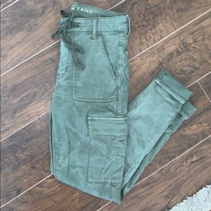 Olive Hi-Rise Cargo Skinny Jeans